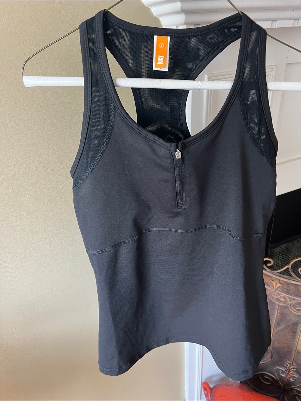 Lucy Activewear Racerback Athletic Tank Top Built-In Bra Black Size Small S